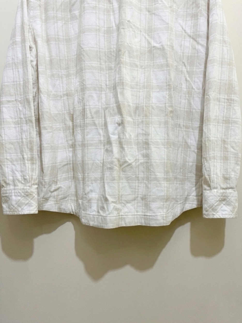 Frank & Oak Flannel Plaid Button Down Shirt Size XXL Cream Tan - Picture 8 of 11
